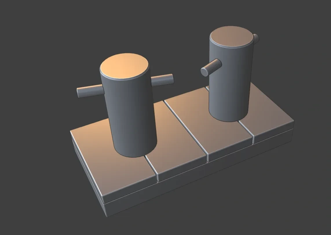 3D model of two bollards — new raft mooring item for Stranded Deep 2