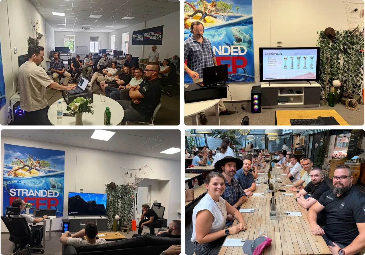 Team photos from the Prague summit — presentations and group dinner