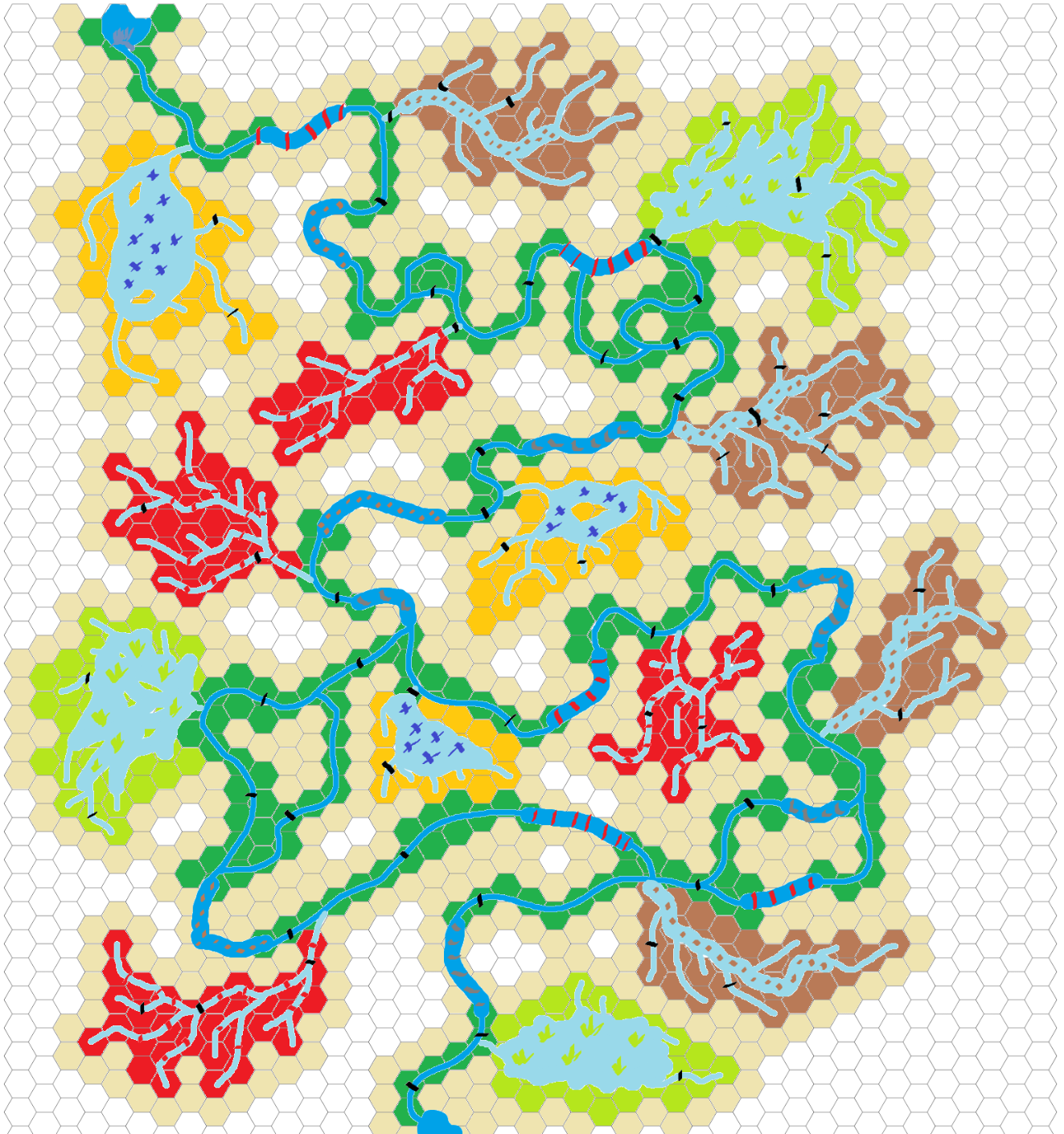 Early planning map showing the river biome layout in Stranded Deep 2