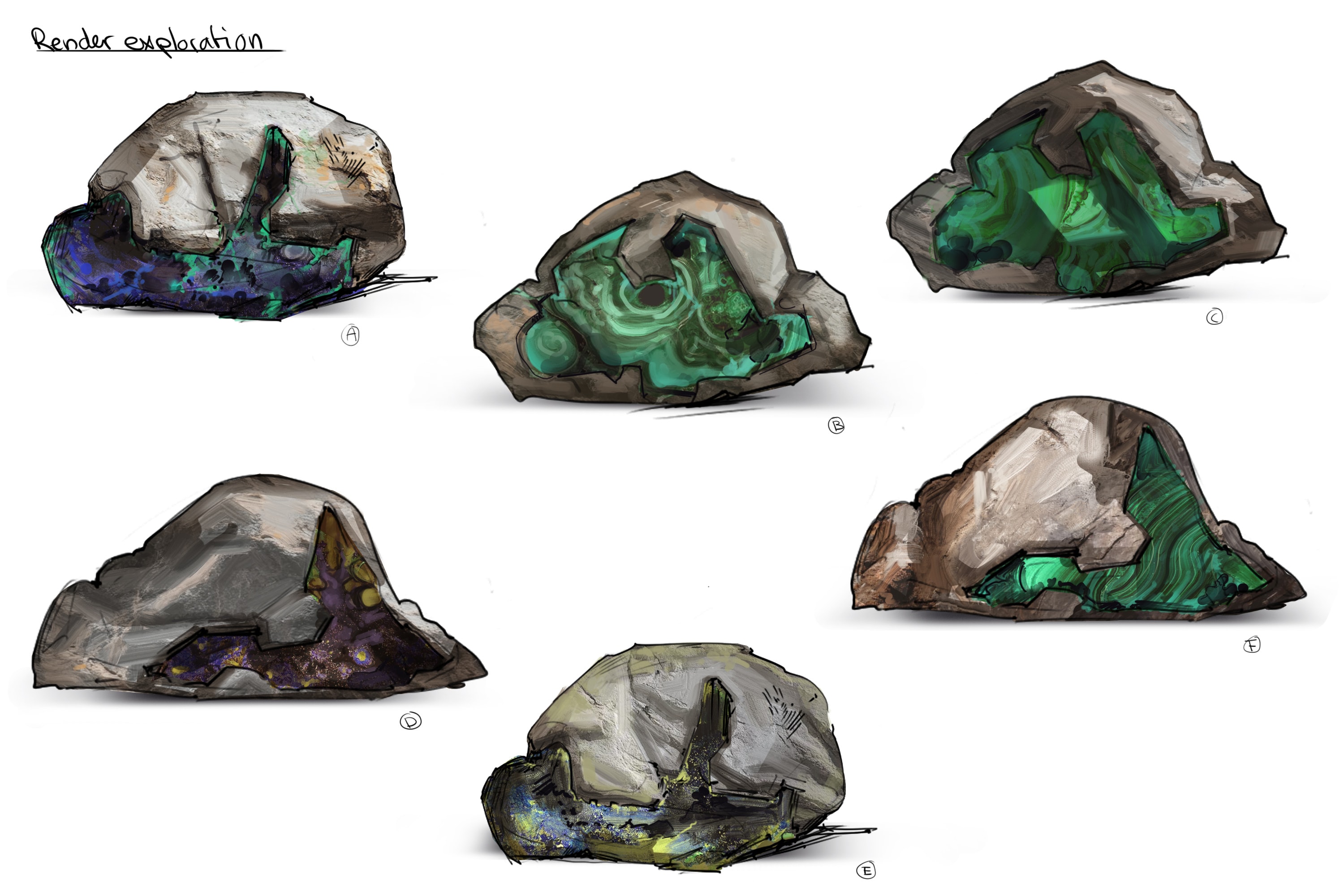 Early concepts for rare minerals you can mine in Stranded Deep 2