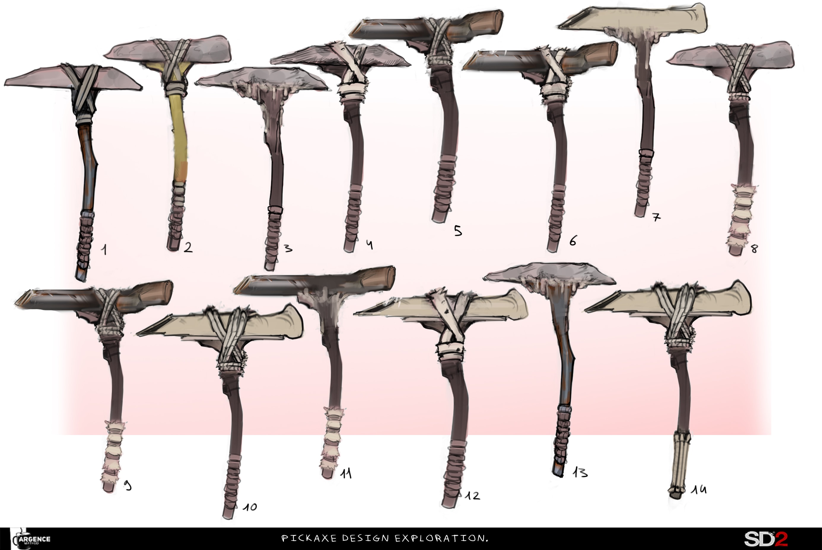 Pickaxe modular part exploration with different materials in Stranded Deep 2