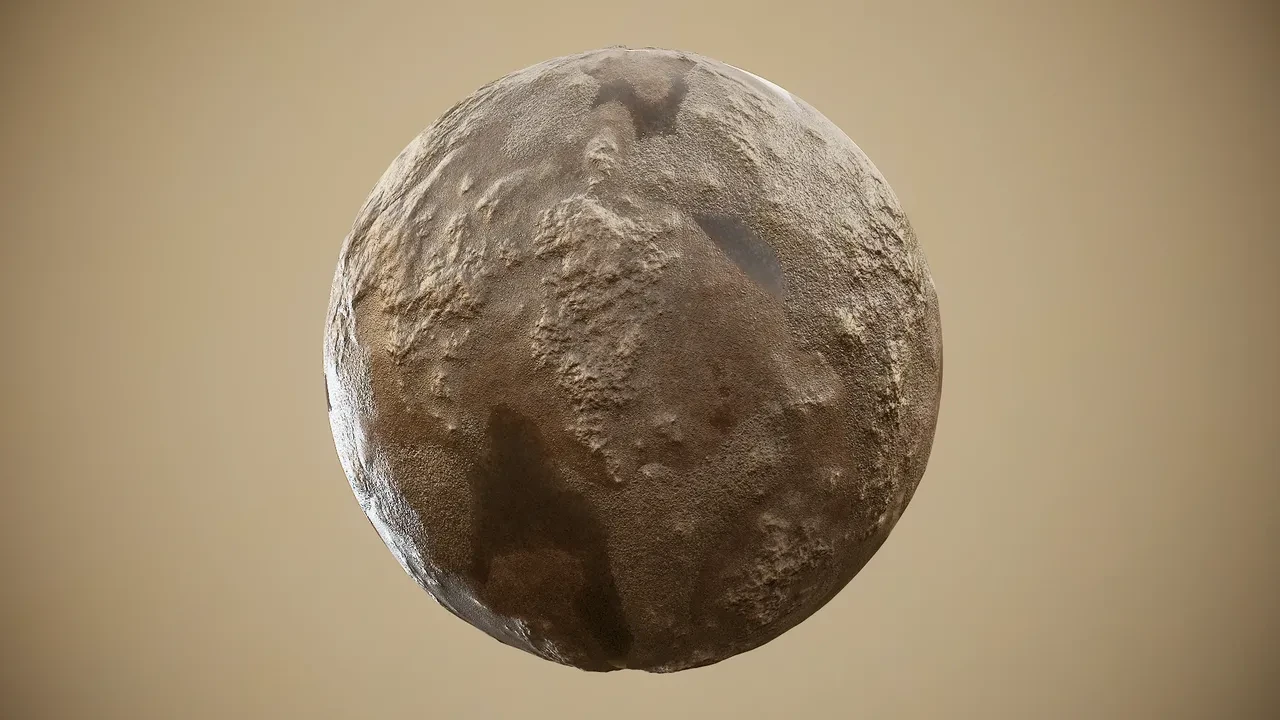 Rocky terrain texture sphere render — PBR material test for Stranded Deep 2 environment