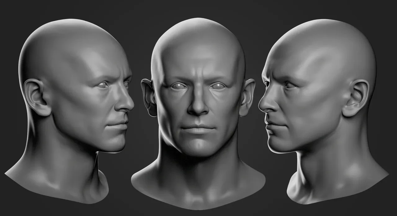 Character head sculpt version 1 — realistic features and proportions